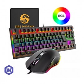 Teclado e Mouse Mecnico Gamer Rgb Led Switch - BE-K1 - Fire Phoenix